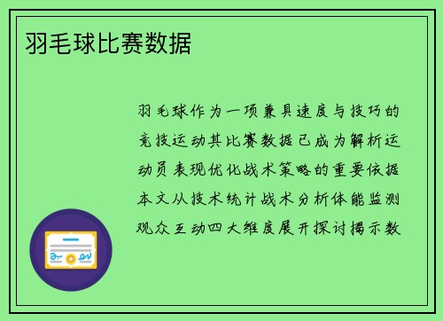 羽毛球比赛数据